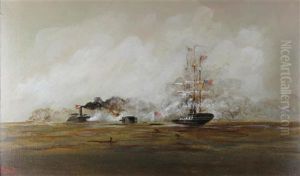 Battle Of The Monitor And Merrimack by Alexander Charles Stuart