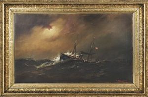 Seascape With An American Steamship