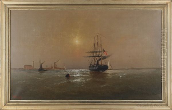 Seascape With An American Frigate Off The Delaware Coast - view 1