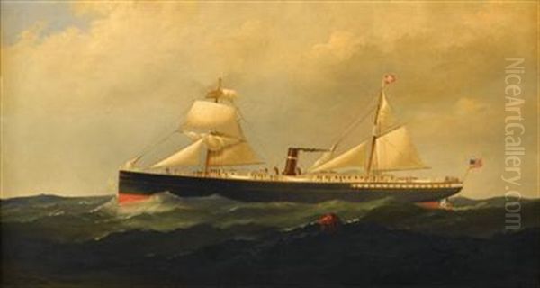 Steam Sail Ship Off The Jersey Coast - view 1