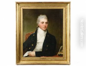 Ortrait Of A Handsome Young Gentleman With Powdered Hair by Gilbert Stuart