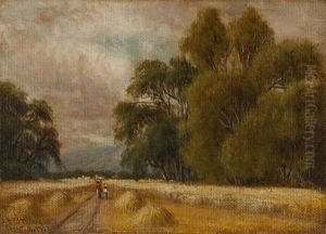 Wheatfields - San Ramone Valley - California, Two Figures Walking In A Field