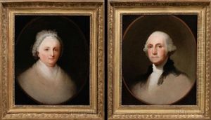 Portrait Of George Washington (+ Portrait Of Martha Washington; Pair) by Jane Stuart
