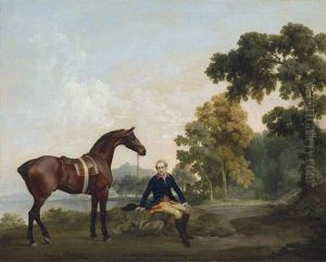 James Hamilton, 2nd Earl Of Clanbrassil (1730-1798), With His Bay Hunter Mowbray, Resting On A Wooded Path By A Lake