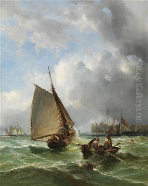 Boote An Der Kuste Vor Yarmouth Pier - view 1