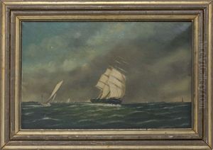A Three-masted Ship Leaving Port by William Pierce Stubbs