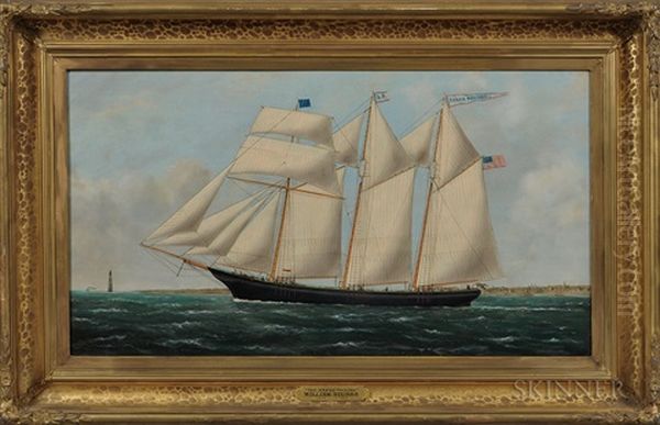 Portrait Of The Sarah Pauline Flying An American Flag, Probably Off Scituate - view 1