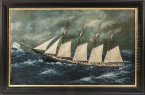 A Ship In Stormy Seas by William Pierce Stubbs