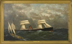 A Yacht And A Steam/sail Vessel