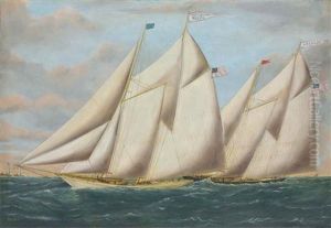 The Nellie And The Bethian Racing Off Two Lights In Portland Harbor
