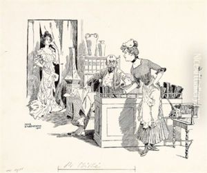 Untitled Drawing (+ 3 Others; 4 Works From Meggendorfer Blatter) by Hans Stubenrauch
