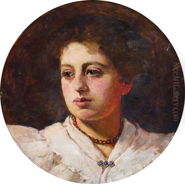 Portrait Of A Lady, Head And Shoulders In A White Dress - view 1