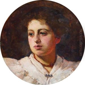 Portrait Of A Lady, Head And Shoulders In A White Dress