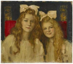 Portrait Zweier Junger Damen by Franz von Stuck