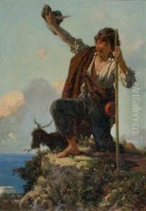 Hirte Auf Dem Felsen by Ernst Stueckelberg