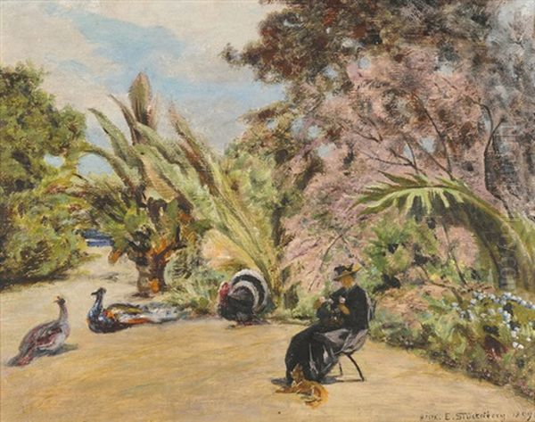 Junge Frau In Sudlicher Parklandschaft (study) - view 1