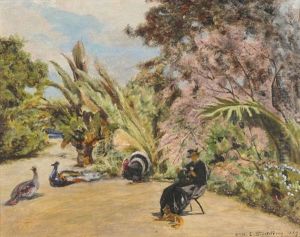 Junge Frau In Sudlicher Parklandschaft (study) by Ernst Stueckelberg