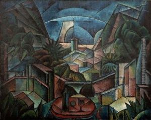Kubofuturistische Landschaft by Fritz Stuckenberg