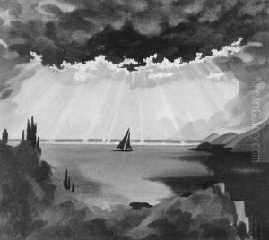 Boot Vor Der Kuste Von San Remo by Fritz Stuckenberg