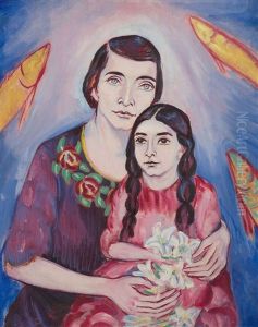 Portrait Von Elisabeth Und Felicitas, Ehefrau Und Tochter Des Kunstlers Portrait Von Elisabeth Und Felicitas, Ehefrau Und Tochter Des Kunstlers