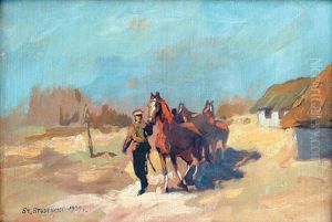 Ulan Prowadzacy Konie by Stanislaw Studencki