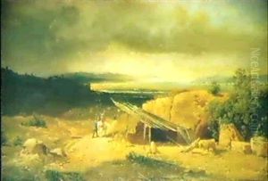 Reiter In Einer Sudlichen Landschaft by Bernhard Studer