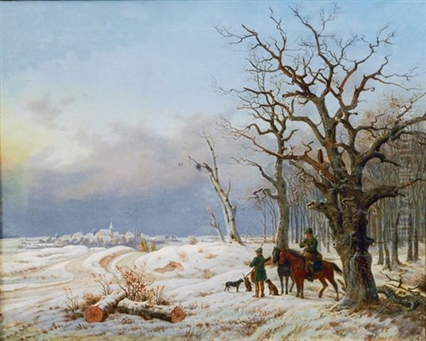 Huntsmen In A Winter Landscape - view 1