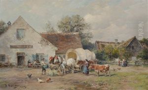 In Front Of The Village Inn by Karl Stuhlmueller