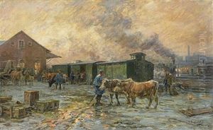 Viehverladung Am Bahnhof by Karl Stuhlmueller