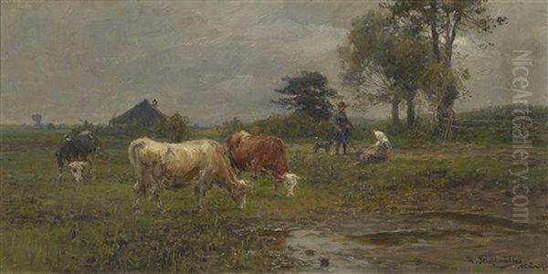 Kuhhirtin Im Gesprach Mit Einem Bauern - view 1
