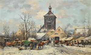 Wintermorgen Am Marktplatz by Karl Stuhlmueller
