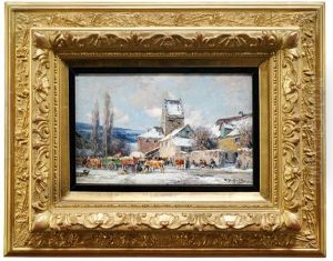 Viehmarkt Im Winter by Karl Stuhlmueller