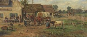 Rast Vor Dem Gasthof by Karl Stuhlmueller