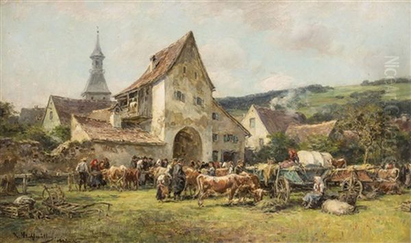 Vieh-bauernmarkt Vor Einem Dorf - view 1