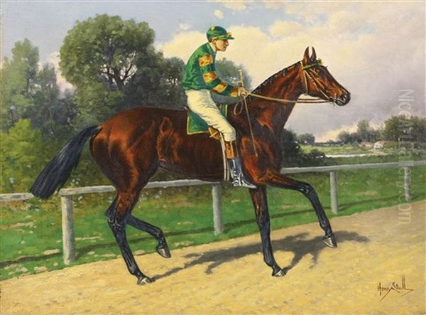 Horse With Jockey In Wilson Silks - view 1