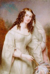 A Lady Holding A Red, White And Blue Feather Fan A Lady Holding A Red, White And Blue Feather Fan