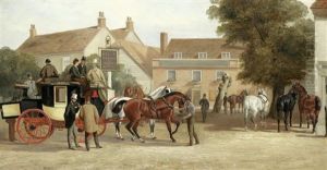 The London To Dorking Coach Resting At The Marquess Of Granby