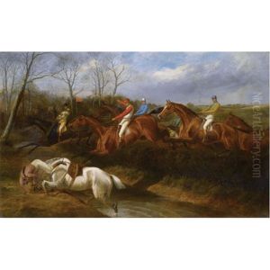 Jockeys Jumping The Ditch by John Sturgess