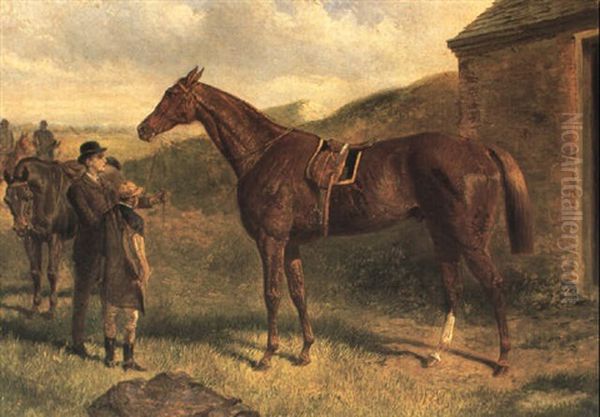 'brag': Study Of A Racehorse With Trainer And Jockey - view 1