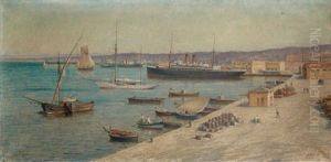 Paquebot, Vue Du Port D'alger by Michel Sturla