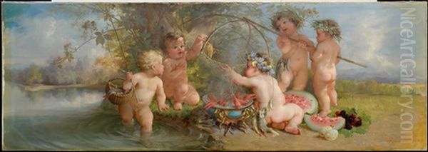 Allegory With Five Putti At A River - view 1