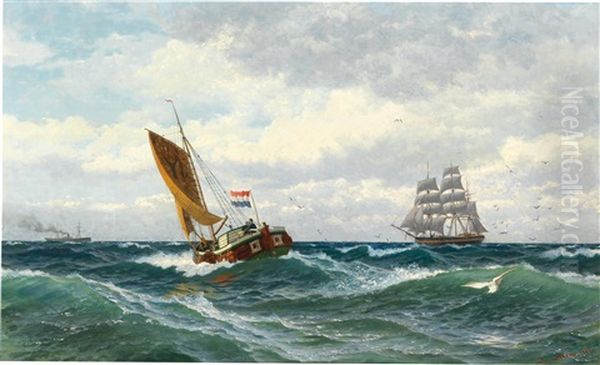 Fishing Boats Meeting On The High Seas - view 1