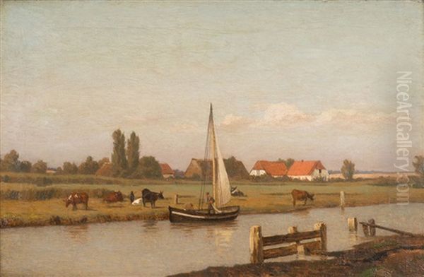 Sommerliche Flusslandschaft Bei Rostock - view 1