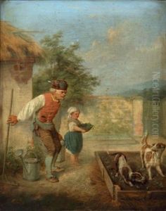 Epagneuls Ravageant Un Potager by Friedrich Ludwig Christian Sturm