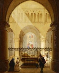Vor Dem Grabmal Johann Ii. Von Brabant In Der Kathedrale St Gudula In Brussel by Karl Sturmer