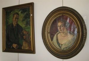 Hans Schrier And Dog (+ Mrs. Schrier; 2 Works) by Egge (eugen) Sturm-Skrla