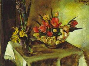 Stilleben Mit Tulpen, Hyazinthe Und Narzissen by Egge (eugen) Sturm-Skrla