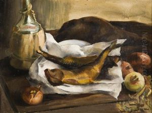 Still Life With Fish And Onion by Helen Sturtevant