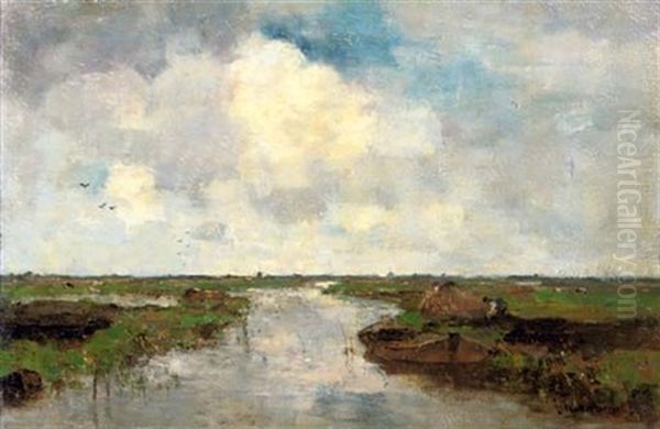 Farmer In A Polderlandscape (+ Flower Still Life; 2 Works) - view 1