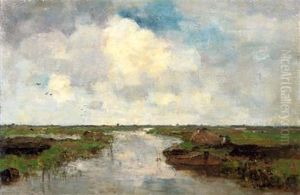 Farmer In A Polderlandscape (+ Flower Still Life; 2 Works)